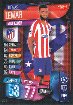 Thomas Lemar Atletico Madrid 2019/20 Topps Match Attax CL #ATL15